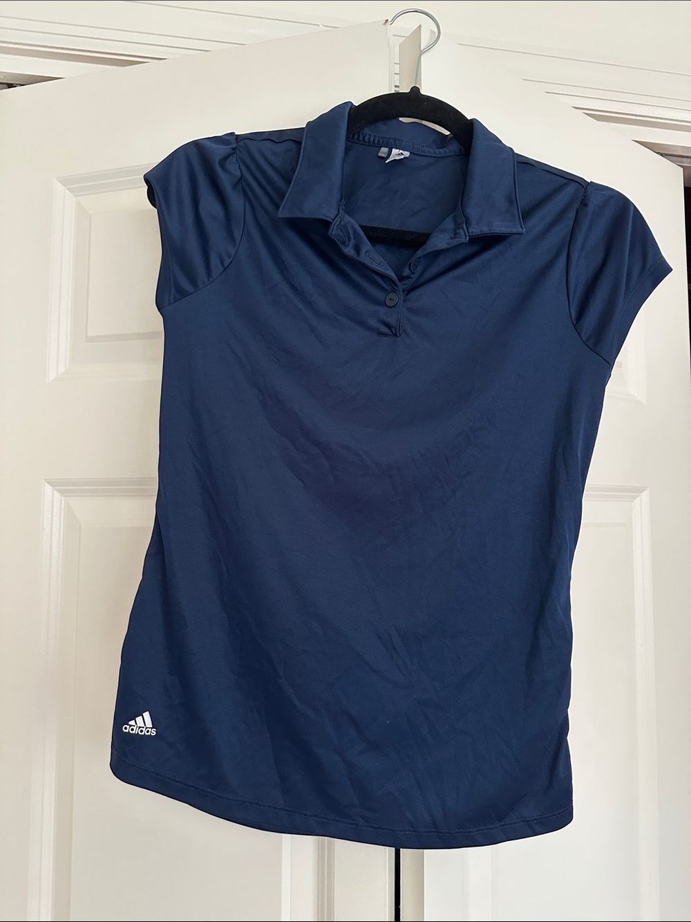 adidas Navy Short-Sleeve Button Polo